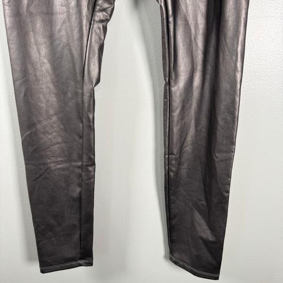 NWT Express Womens Metallic Stretch Mid Rise Faux Leather Skinny Leg Pants S - Picture 5 of 12